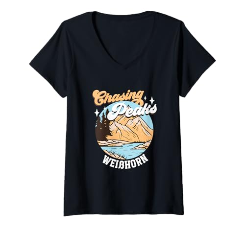 Damen Bergsteiger - Weisshorn T-Shirt mit V-Ausschnitt Damen Bergsteiger - Weisshorn T-Shirt mit V-Ausschnitt von Bergsteigen in Schweiz