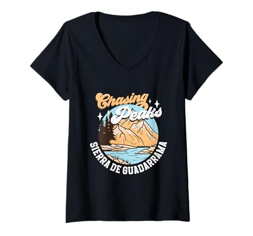 Damen Bergsteiger - Sierra de Guadarrama T-Shirt mit V-Ausschnitt Damen Bergsteiger - Sierra de Guadarrama T-Shirt mit V-Ausschnitt von Bergsteigen in Spanien