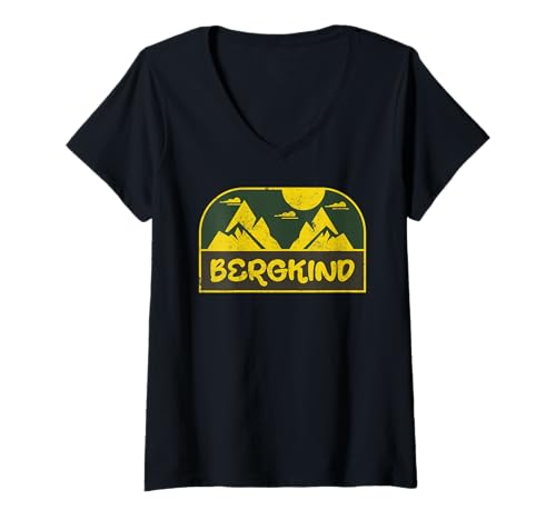 Damen Bergkind Wandern Outdoor Berg Gipfelstürmer Bergsteiger T-Shirt mit V-Ausschnitt von Bergsteiger Berge Natur Wald Wander Geschenke