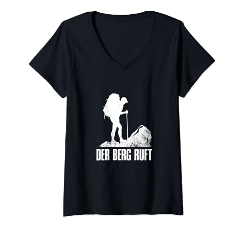 Damen Wandern Der Berg Ruft Wanderer Alpen Berge Klettern Outdoor T-Shirt mit V-Ausschnitt von Bergsteiger Klettern Kletterer Bouldern Geschenk