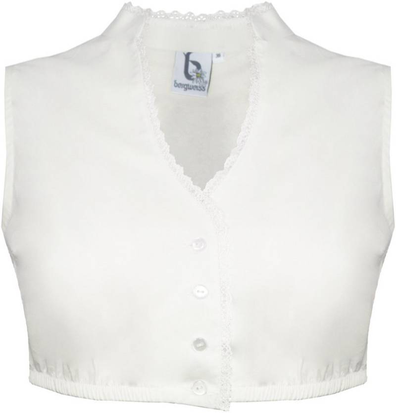 Bergweiss Trachten Dirndlbluse Ärmellose Damen Bluse Kadira mit Stehkragen, Ecru von Bergweiss Trachten