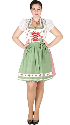 Bergweiss 14514 55er Dirndl Weiss grün rot Size 34 von Bergweiss