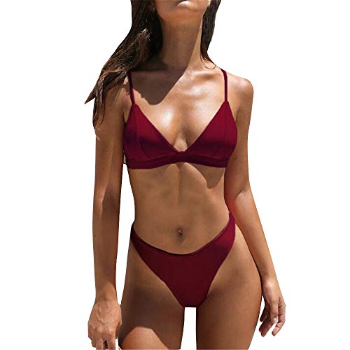 Bikini Damen Set, Zweiteiliges Bikini Set solide gepolsterte Push Up Badebekleidung von Berimaterry