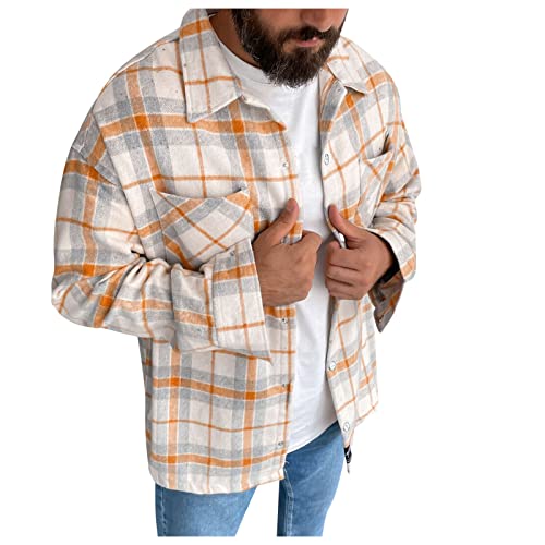 Hemd Herren Kariertes Langarmshirt Trachtenhemd Herrenhemden Langarm Longsleeve Freizeithemden Hemden Holzfällerhemd Flanellhemd Holzfäller Jacke Hemdjacke von Berimaterry