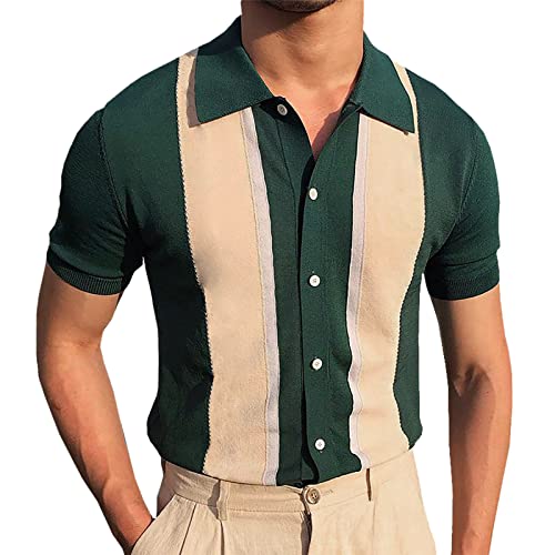 Men's Polo Shirt Short Sleeve Herren Poloshirt Hemden Kurzarm Striped Polohemd Stylisches T Shirt Comfy Regular Fashion von Berimaterry
