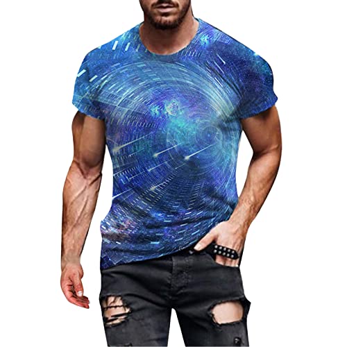 Men's T-Shirt, T Shirts Männer 3D Druck Kosmischer Himmel Rundhals Sweatshirt Passform T Shirts Männer Modern Basic Sport Tshirts von Berimaterry