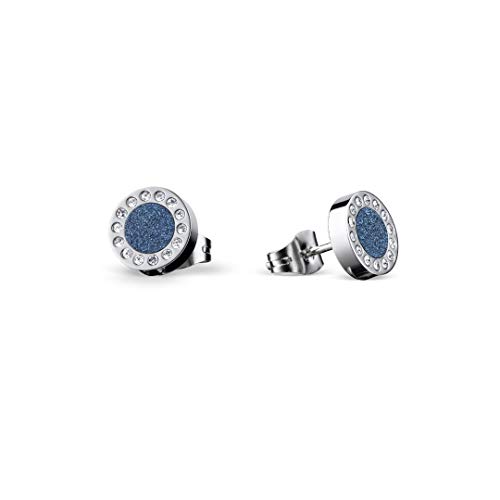 BERING Damen-Ohrstecker rund aus Edelstahl Sparkling effect blau 707-179-05 von BERING