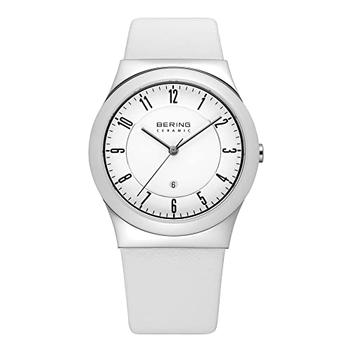 BERING Damen und Herren Uhr Quarz Movement - Ceramic Collection mit Kalbsleder und Saphirglas 32235-354 Armbandsuhren von BERING
