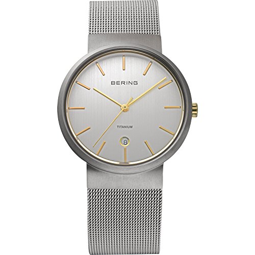 BERING Damen und Herren Uhr Quarz Movement - Titanium Collection mit Edelstahl und Saphirglas 11036-004 Armbandsuhren - Wasserdicht: 3 ATM von BERING