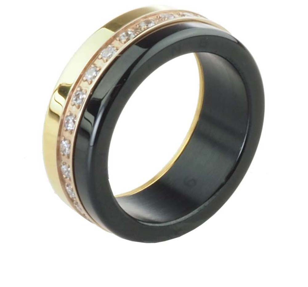 Bering Fingerring Kombinationring Goldfarben/Schwarz von Bering