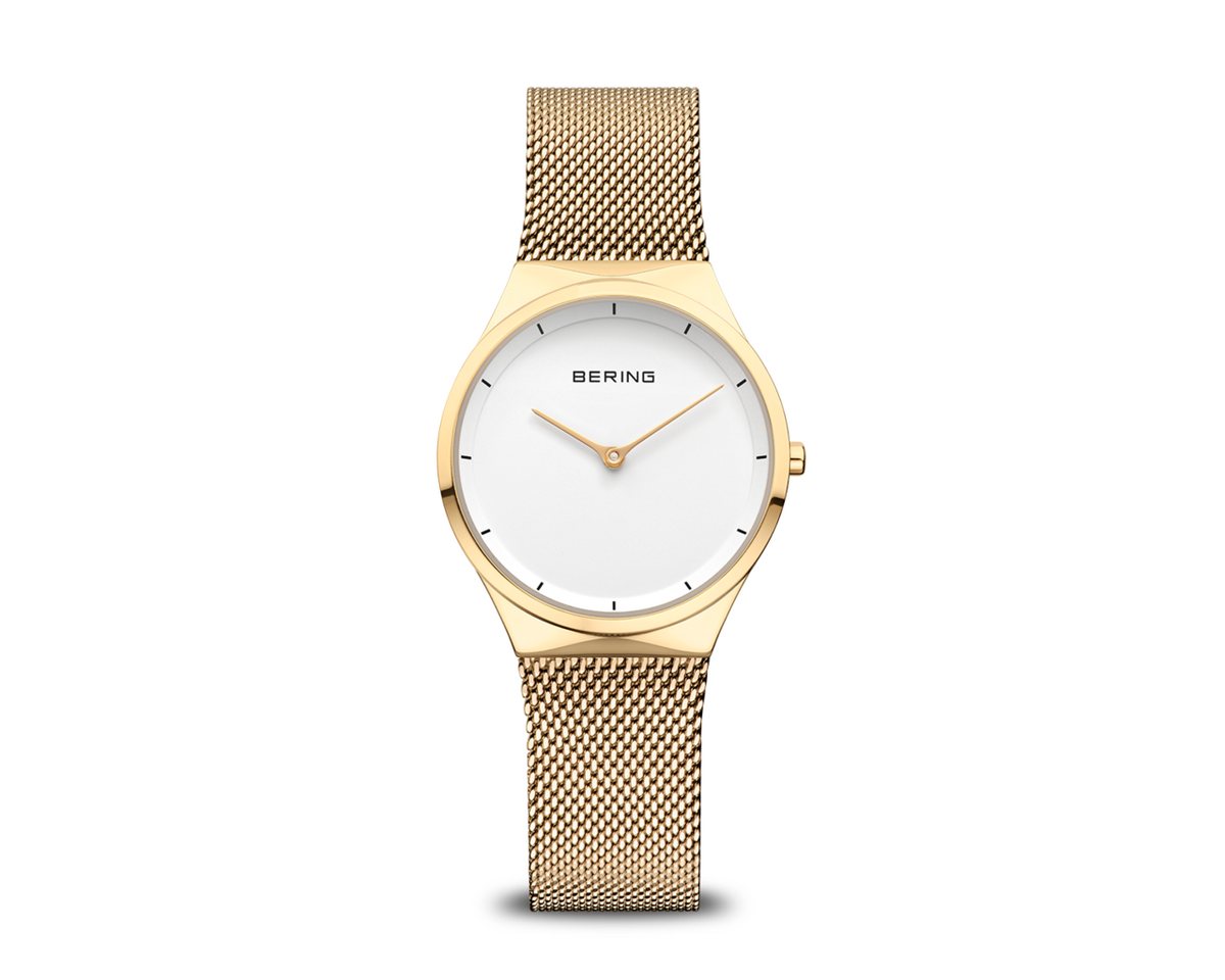 Bering Quarzuhr 12131 Klassik Kollektion, Damen Armbanduhr 31mm Edelstahlgehäuse Milanaisearmband, Saphierglas von Bering
