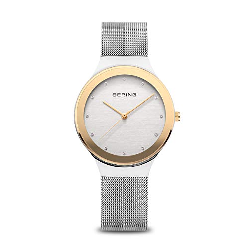 BERING Damen Uhr Quarz Movement - Classic Collection mit Edelstahl und Saphirglas 12934-XXX Armbandsuhren - Wasserdicht: 3 ATM, Grau/Gold von BERING