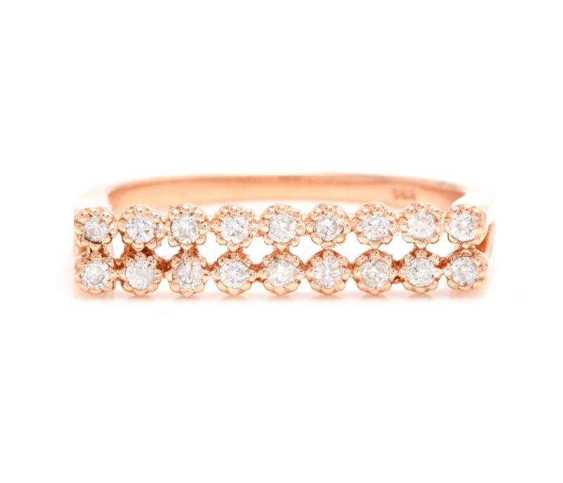 0, 25 Karat Natürlicher Diamant 14K Massiver Rosegold Band Ring von Beringo