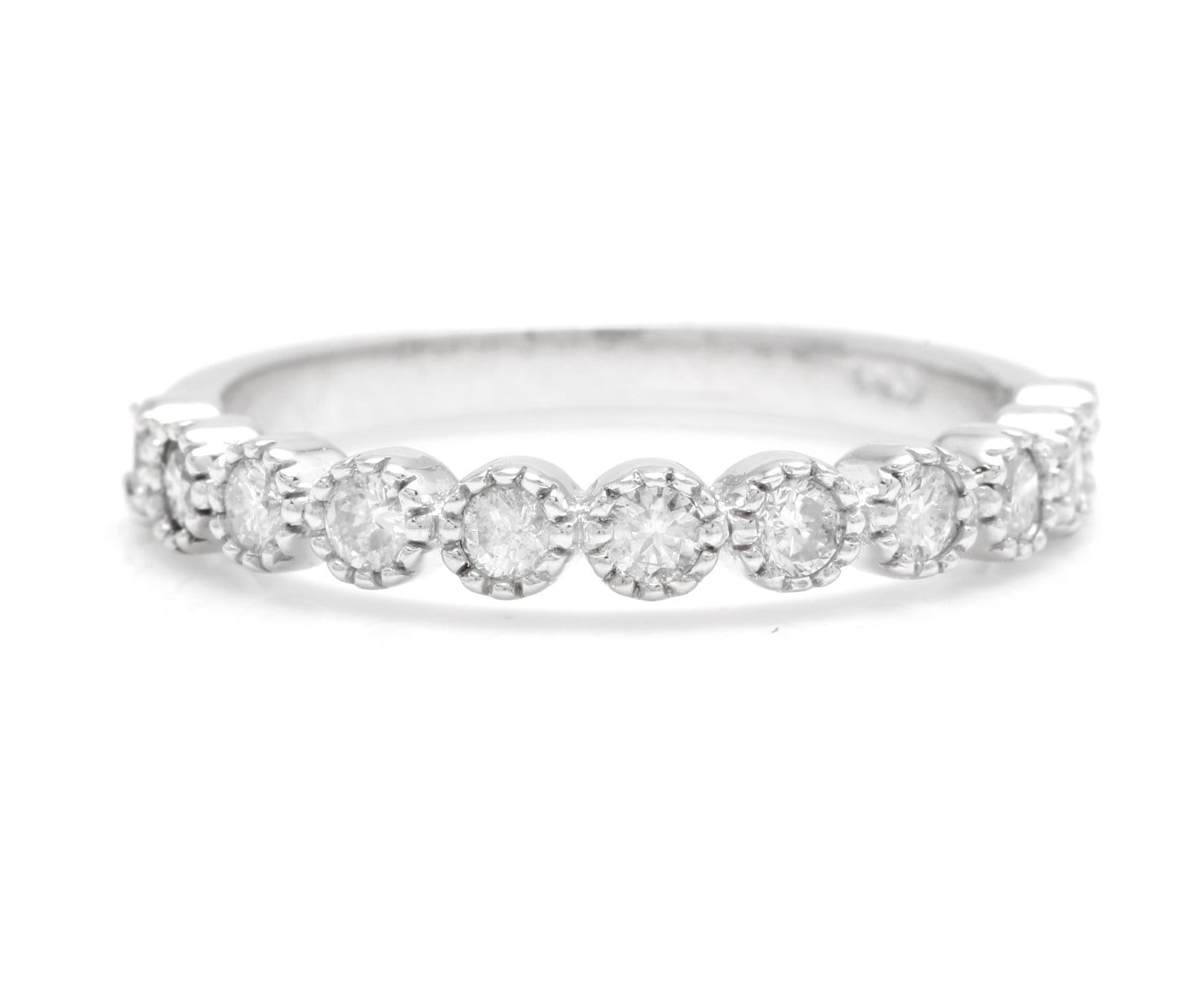 0.40Ct Natürlicher Diamant 14K Massiver Weißgold Band Ring von Beringo