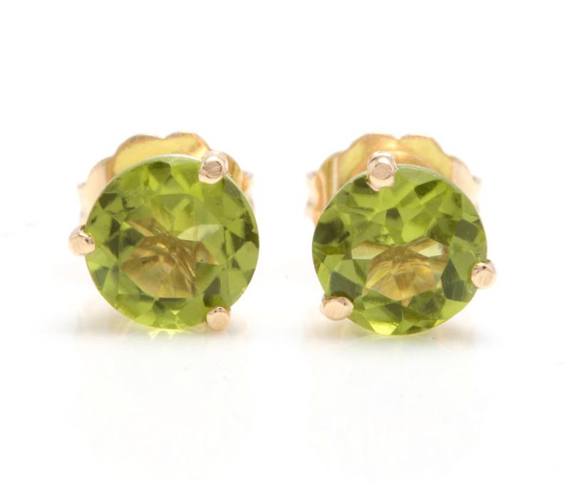 1.80 Karat Natürliche Peridot 14K Massiv Gelbgold Martini Ohrstecker von Beringo