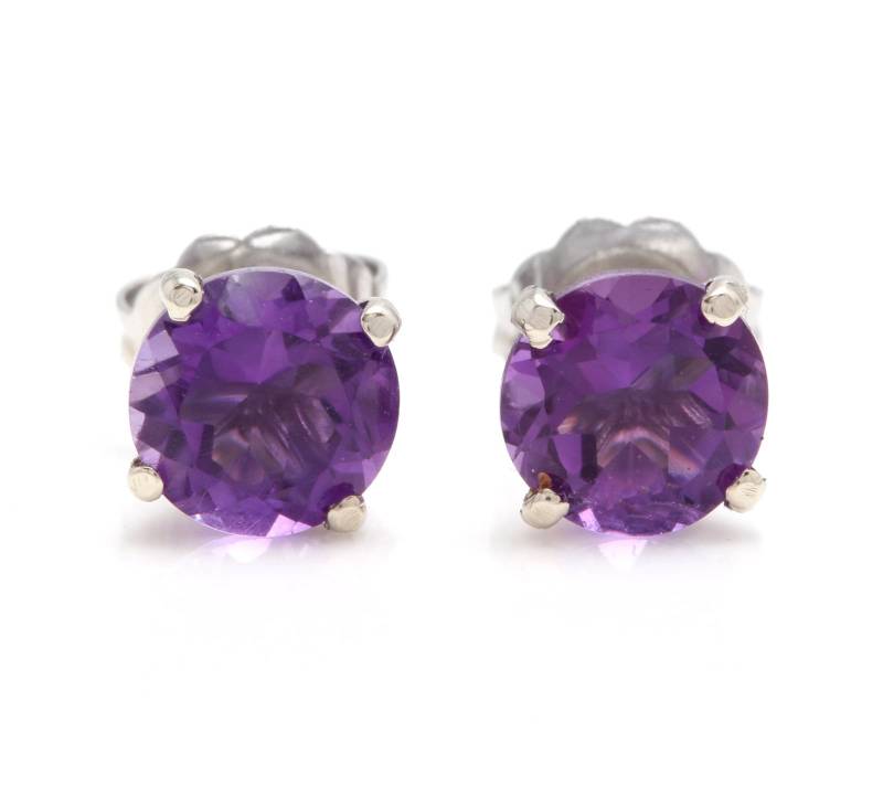 1.80 Karat Natur Amethyst 14K Massiv Weiß Gold Martini Ohrstecker von Beringo