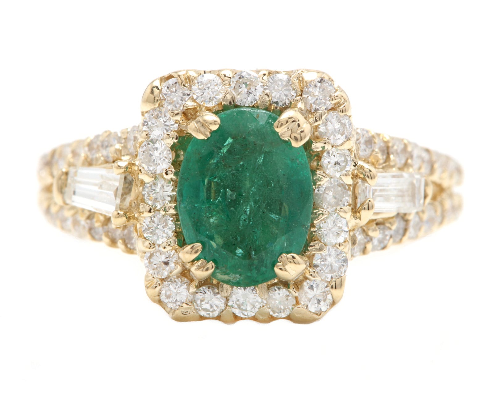 2, 60 Ct Natürliche Smaragd & Diamant 18 K Solid Gelbgold Ring von Beringo