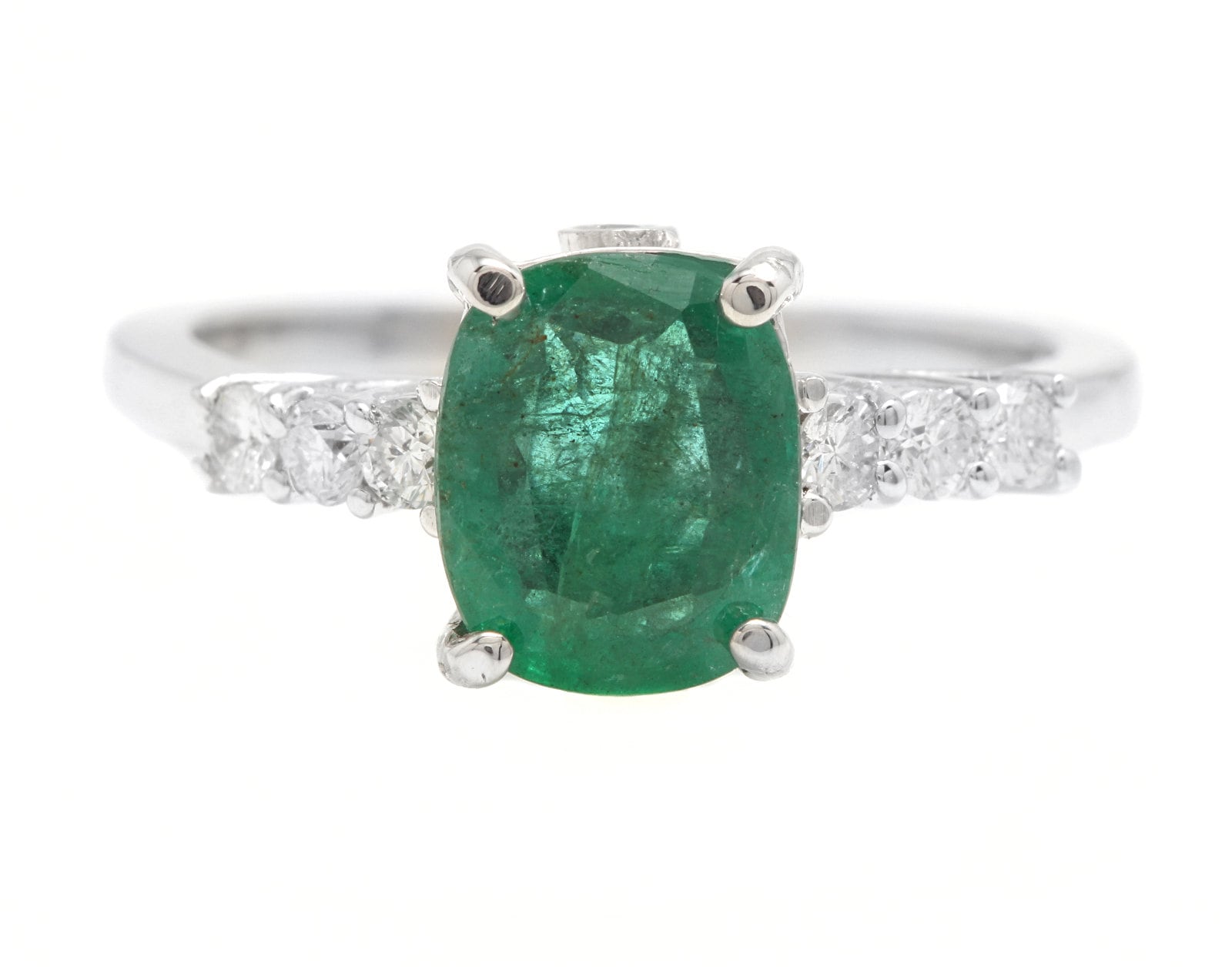 2.40Ct Natürliche Smaragd & Diamant 14 K Solide Weißgold Ring von Beringo
