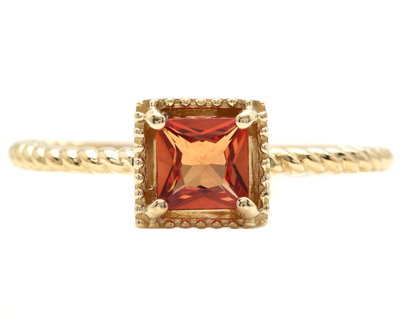 Exquisiter Natürlicher Orange Saphir 14K Gelbgold Ring von Beringo