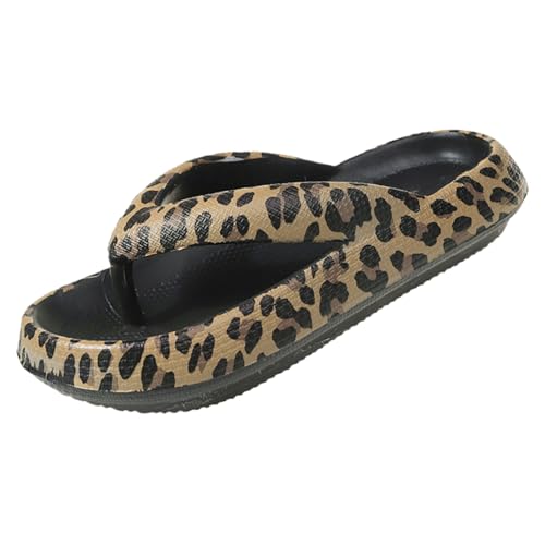 Berisyios Flip Flops mit Leopardenmuster, Sommer EVA Rutschfeste Zehentrenner Hausschuhe Badeschuhe (Schwarz, Erwachsene, Damen, 42, Numerisch (von/bis), EU Schuhgrößensystem, 43, M) von Berisyios