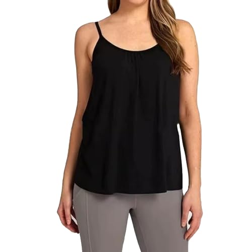 Berisyios Tanktop mit Integriertem BH, Weste mit Integriertem BH, Locker sitzendes Tank-Top mit integriertem BH (DE/NL/SE/PL, Alphanumerisch, L, Regular, Regular, Standard, Schwarz) von Berisyios