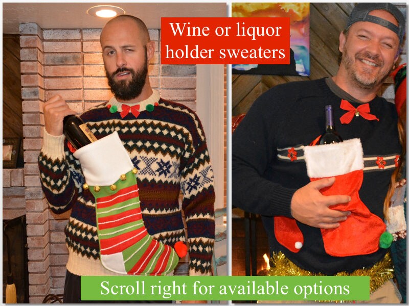 Herren, Weinhalter, Likörhalter, Hässlicher Weihnachtspullover, Sie Wählen Ein Einzigartiges Vorgefertigtes Design, Mehrere Größen, Weintasche von Berkleysbiz