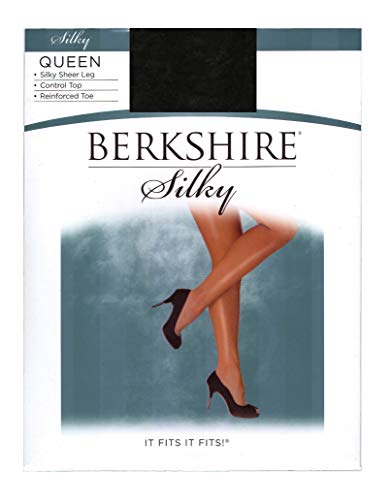 Berkshire Damen Queen 4489, Seidig, Durchsichtig, Verstärkter Zehenbereich, Übergröße Strumpfhose, 30 den, Schwarz (Fantasy Black), 5XL-6XL von Berkshire