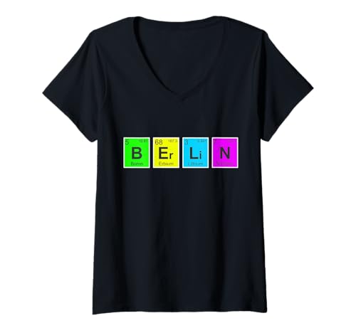Damen Berlin in chemischen Elementen T-Shirt mit V-Ausschnitt von Berlin chemische Elemente Perriodensystem