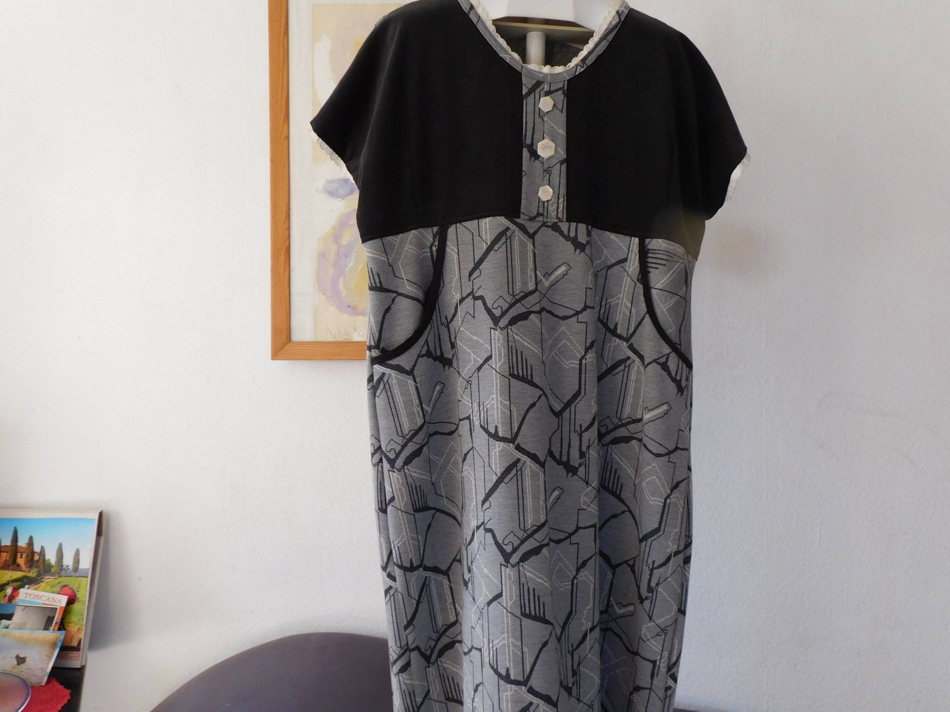 Graues Jersey Kleid Damen Xxl , Winterkleid Jerseykleid Kurzarm , Grau von BerlinBagsHome