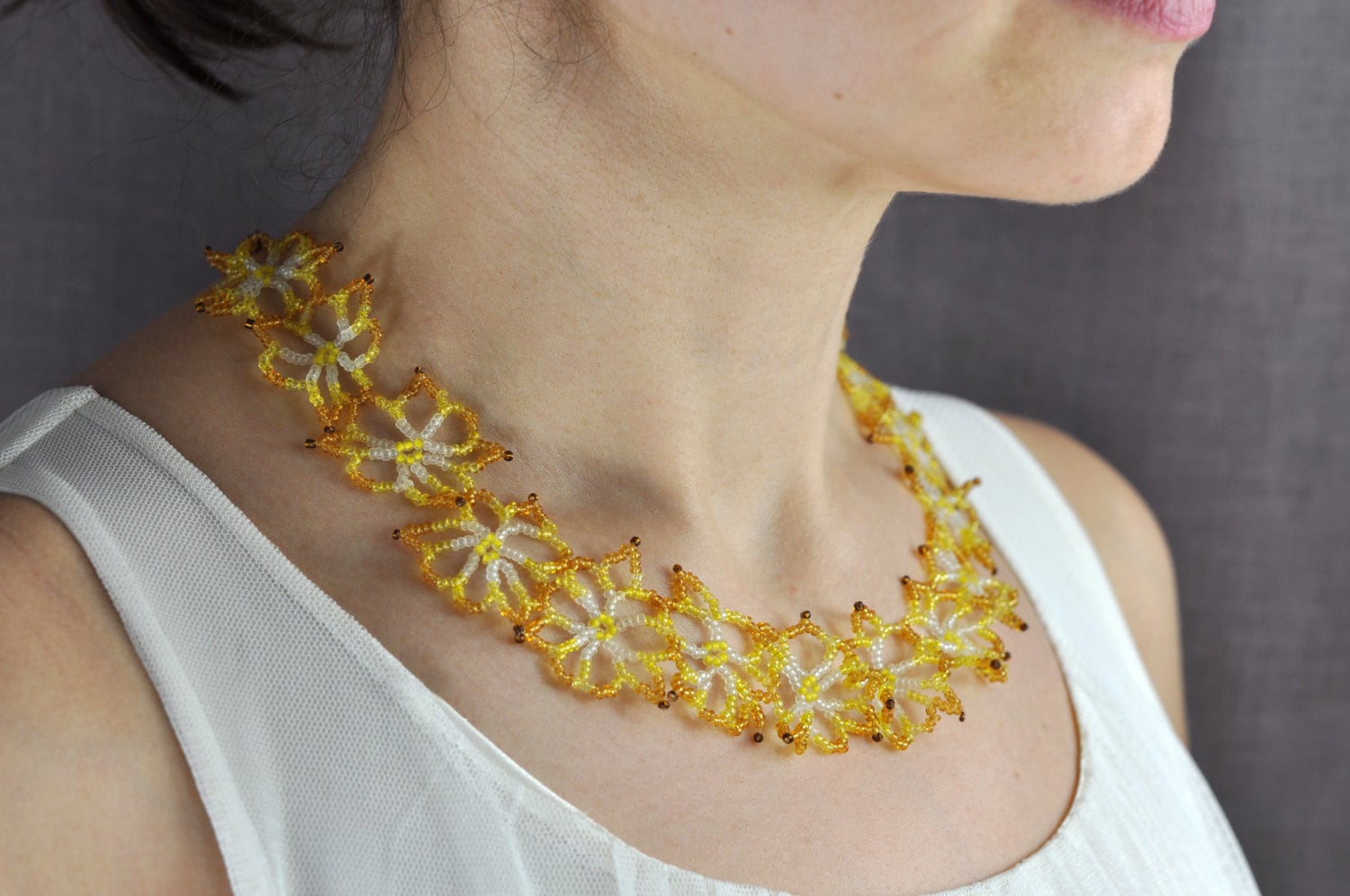 Beaded Necklace Floral Out Of Czech Rocailles von BerlinBijou