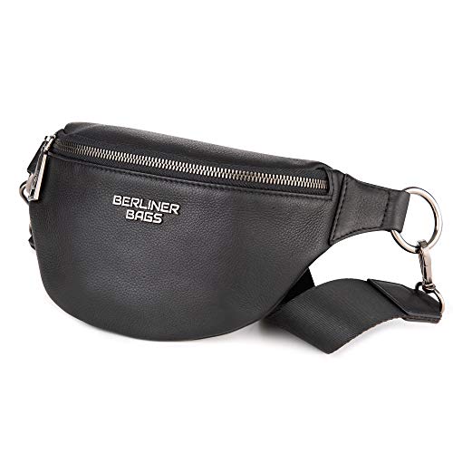 Berliner Bags Premium Bauchtasche Mona Fanny Pack aus Leder Umhängetasche Damen Herren (Schwarz) von Berliner Bags