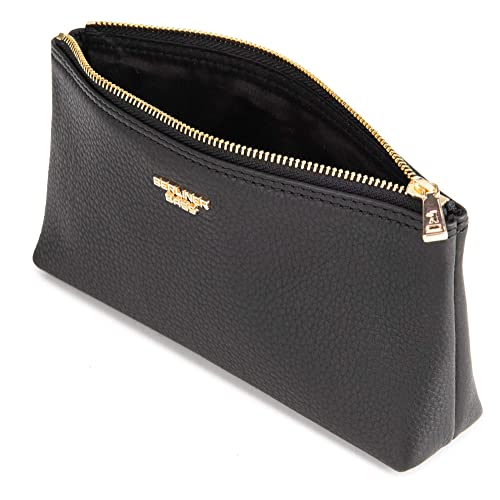 Berliner Bags Premium Kosmetiktasche Anna aus Leder, Kleines Mäppchen für Damen und Mädchen (Schwarz/Gold) von Berliner Bags