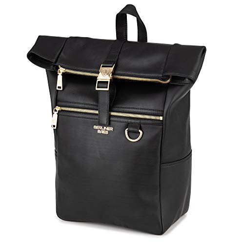 Berliner Bags Premium Rucksack Harlem aus Leder, Kurrierrucksack mit Laptopfach für Damen und Herren - Schwarz/Gold Berliner Bags Premium Rucksack Harlem aus Leder, Kurrierrucksack mit Laptopfach für Damen und Herren - Schwarz/Gold von Berliner Bags