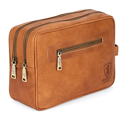 Berliner Bags Vintage Kulturbeutel Paul, Große Kulturtasche, Waschtasche aus Leder mit 2 Fächern, Kosmetiktasche für Damen und Herren zum Reisen - Braun Berliner Bags Vintage Kulturbeutel Paul, Große Kulturtasche, Waschtasche aus Leder mit 2 Fächern, Kosmetiktasche für Damen und Herren zum Reisen - Braun von Berliner Bags