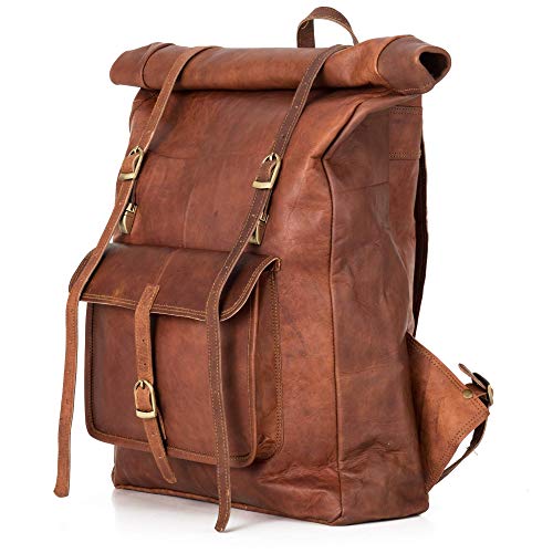 Berliner Bags Vintage Rucksack Leeds aus Leder, Fahrradrucksack mit Laptopfach für Damen und Herren (Braun XL) von Berliner Bags