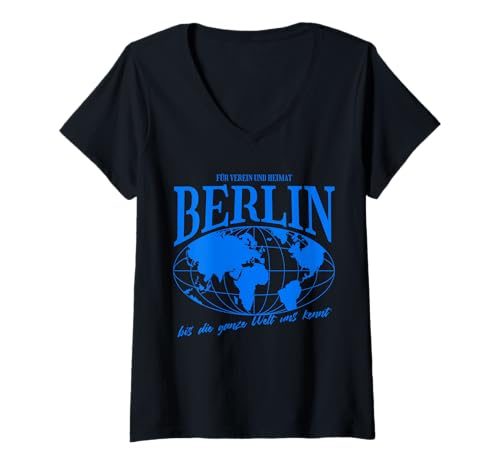 Damen Berlin Heimat Fußball Stolz T-Shirt mit V-Ausschnitt Damen Berlin Heimat Fußball Stolz T-Shirt mit V-Ausschnitt von Berliner Fan Tradition Fans Geschenkidee