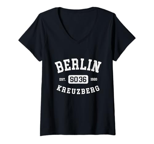 Damen Berlin Kreuzberg SO 36 Vintage College Style Berlin T-Shirt mit V-Ausschnitt Damen Berlin Kreuzberg SO 36 Vintage College Style Berlin T-Shirt mit V-Ausschnitt von Berliner Merchandise für Berlin Fans