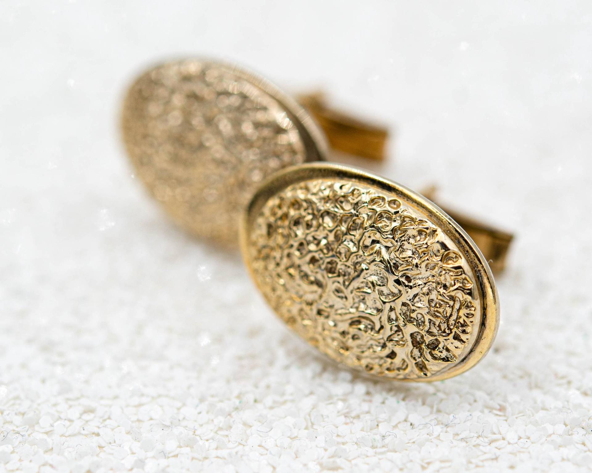 Vintage Goldnugget Manschettenknöpfe Strukturierte Ovale Vatertagsgeschenk von BerlinerVintageJewel