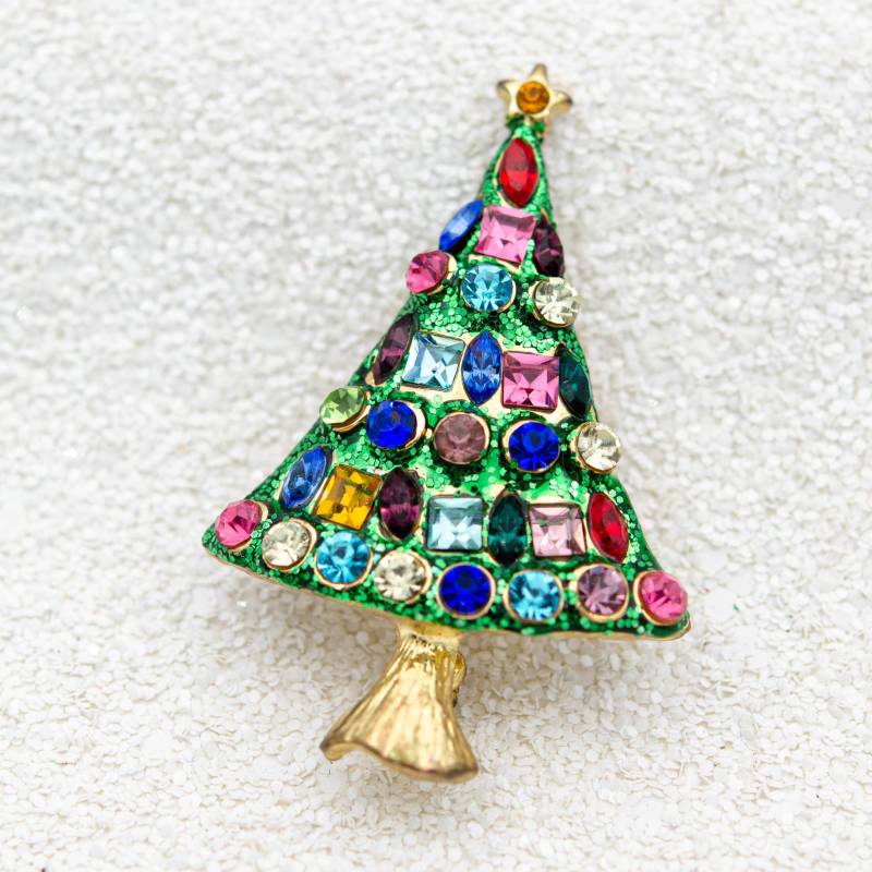 Vintage Strass Weihnachtsbaum Brosche Grün Glitter Pin Obstsalat Kristall Stocking Stuffer Schmuck Geschenk von BerlinerVintageJewel