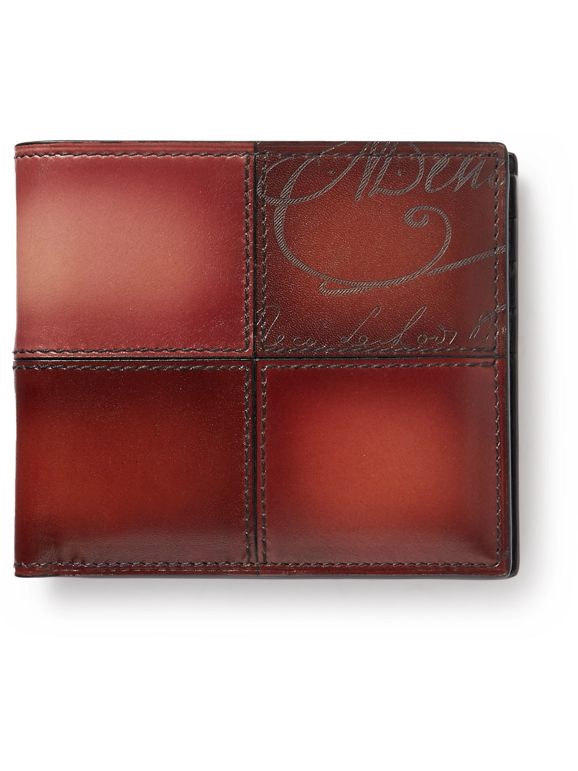 Berluti - Makore Neo Scritto Panelled Venezia Leather Billfold Wallet - Men - Red von Berluti