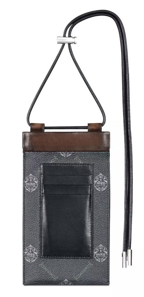 Berluti Messenger Bag Signature Circuit Venezia Crest Logo Print Virée Phone Pouch Tasche, Signature Virée Canvas, Venezia-Leder (Kalbsleder) von Berluti