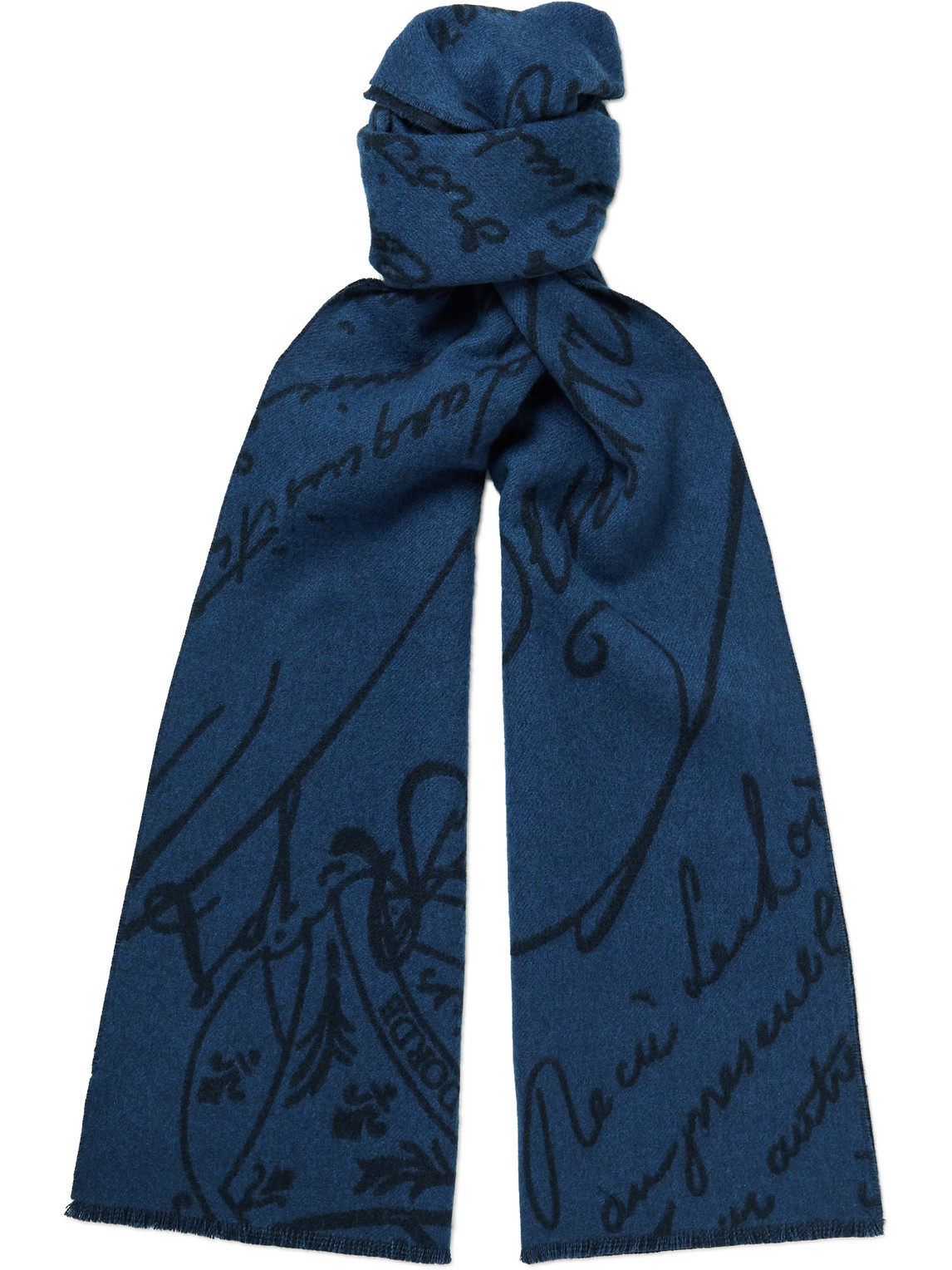 Berluti - Scritto Wool-Jacquard Scarf - Men - Blue von Berluti