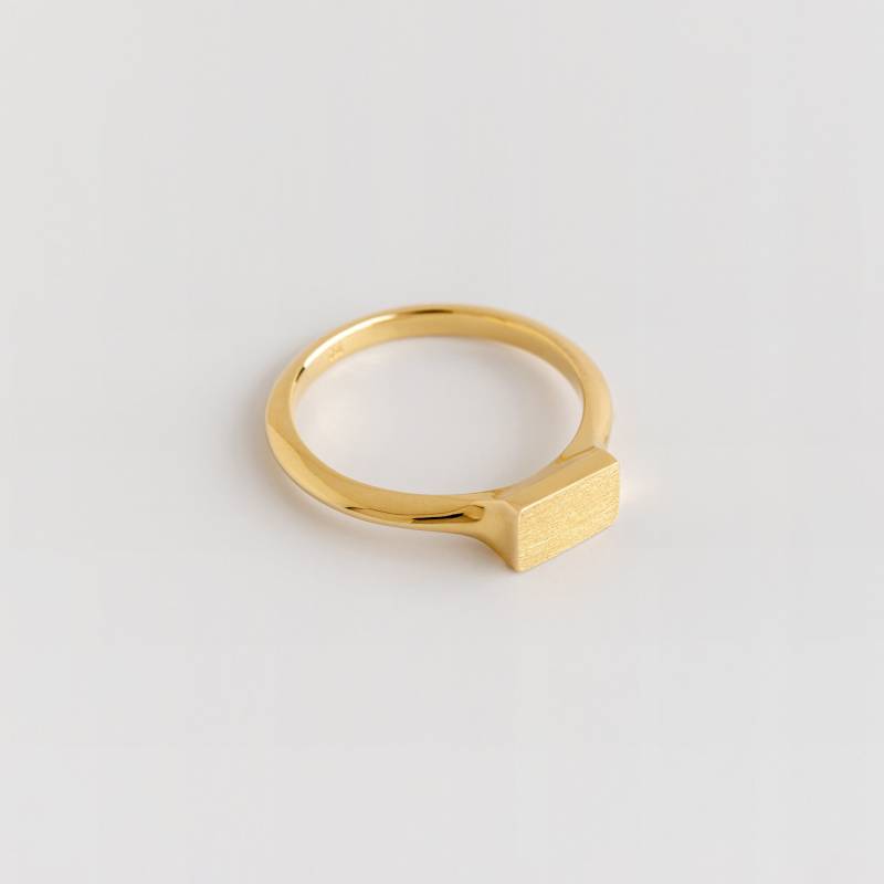 18K Gelbgold Baguette Ring Geometrisch Stapel Ehering von BermanDesigners