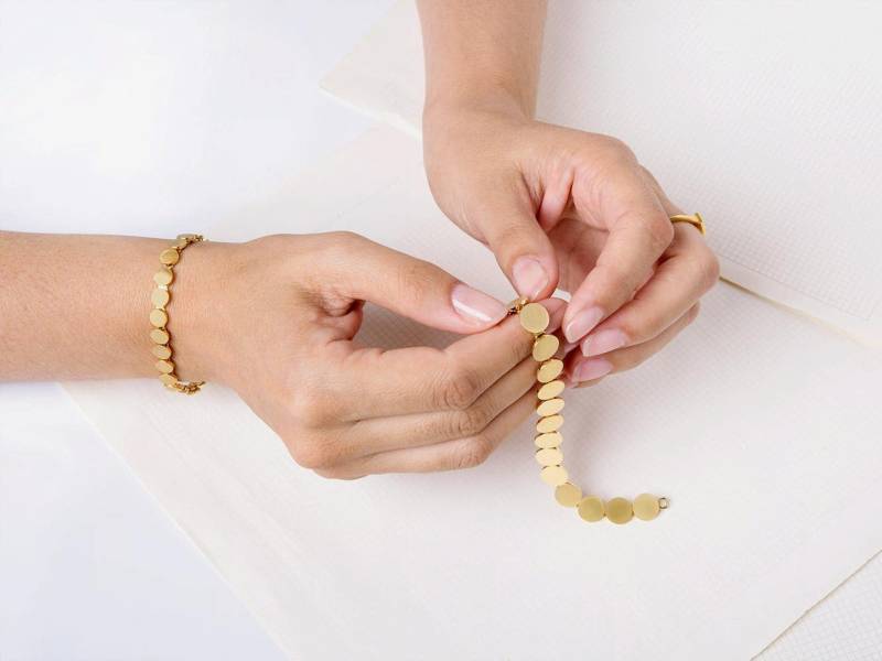 18K Gold Armband Kleine Scheibe ⦁ Link Disk Für Frau Handgemachte Berman Juweliere von BermanDesigners