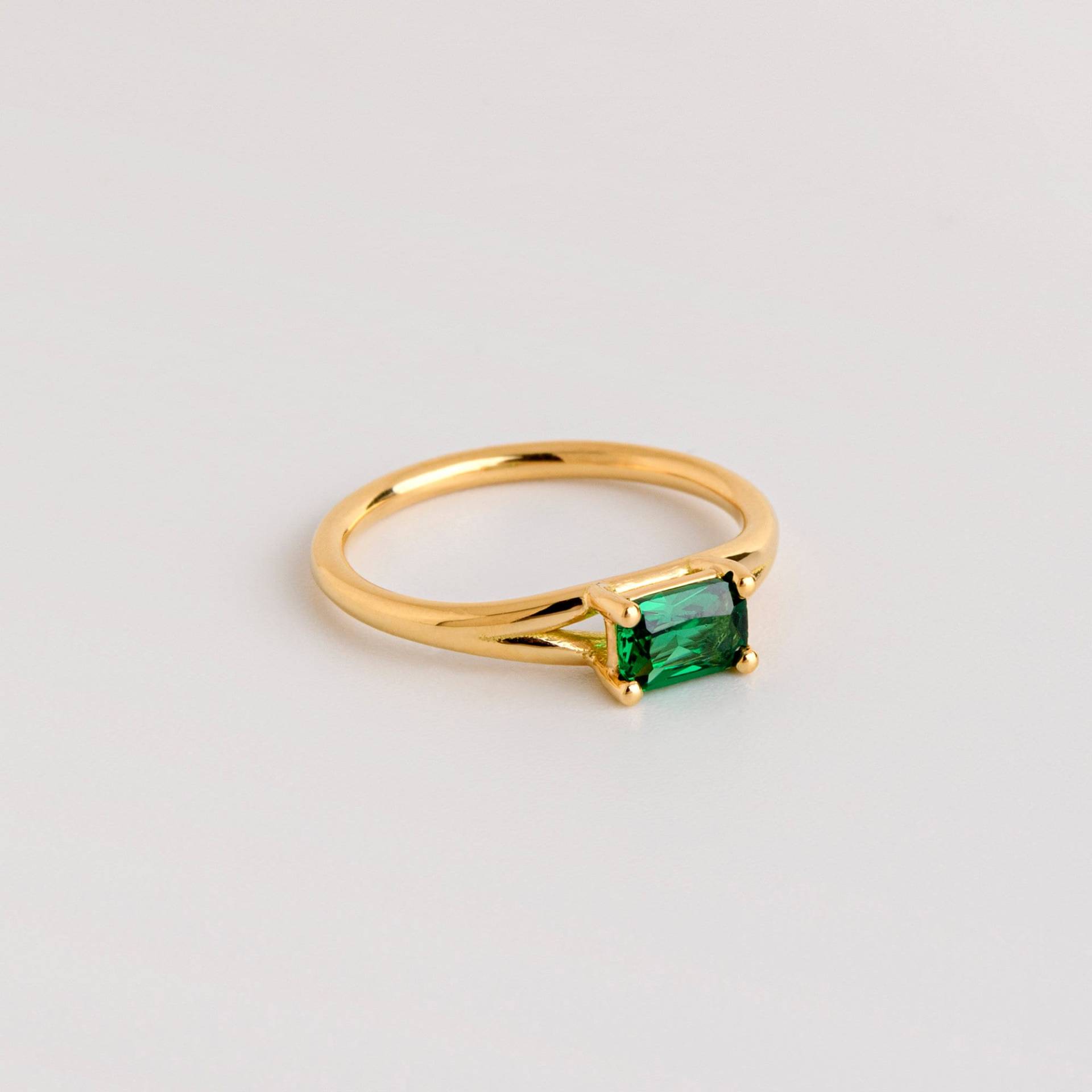 Smaragd | Baguette Solitär-Verlobungsring, Grüner Edelstein Alltagsring 18K Für Frauen, Atemberaubender Jubiläumsring Schmuck von BermanDesigners