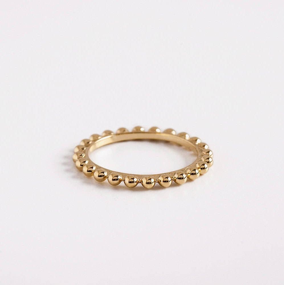 Zierliche Kugel Perlen 14K Gold Kugeln Ringe ⦁ Stapelring Gelb/Rose Minimal Frauen Ehering von BermanDesigners