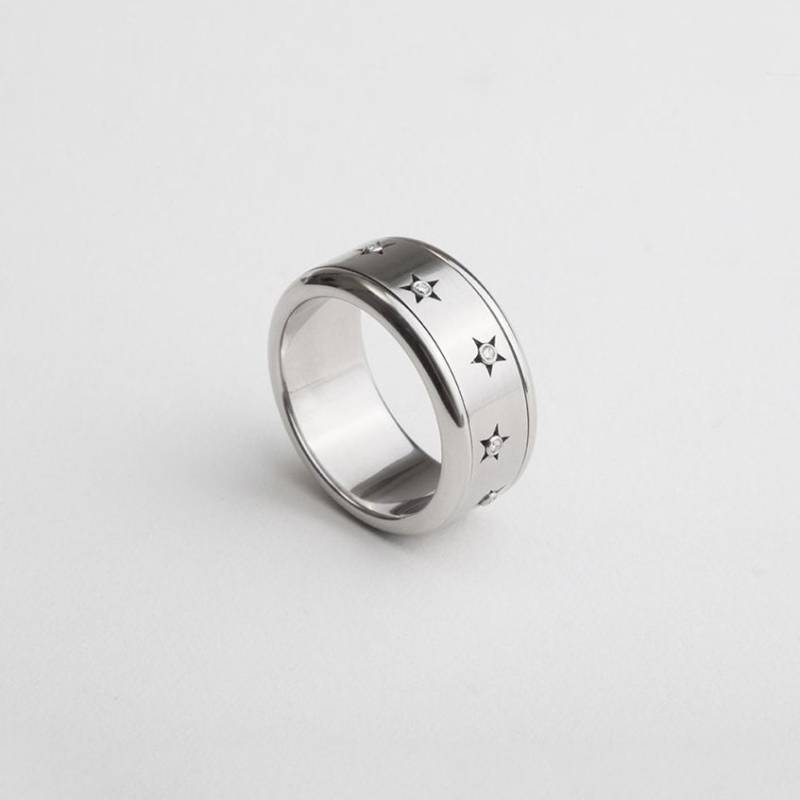 Diamant Sternen Ring ⦁ Spinner Ehering Verlobungsring Einzigartiger Kugelring Eternity Fidget von BermanDesignersMens