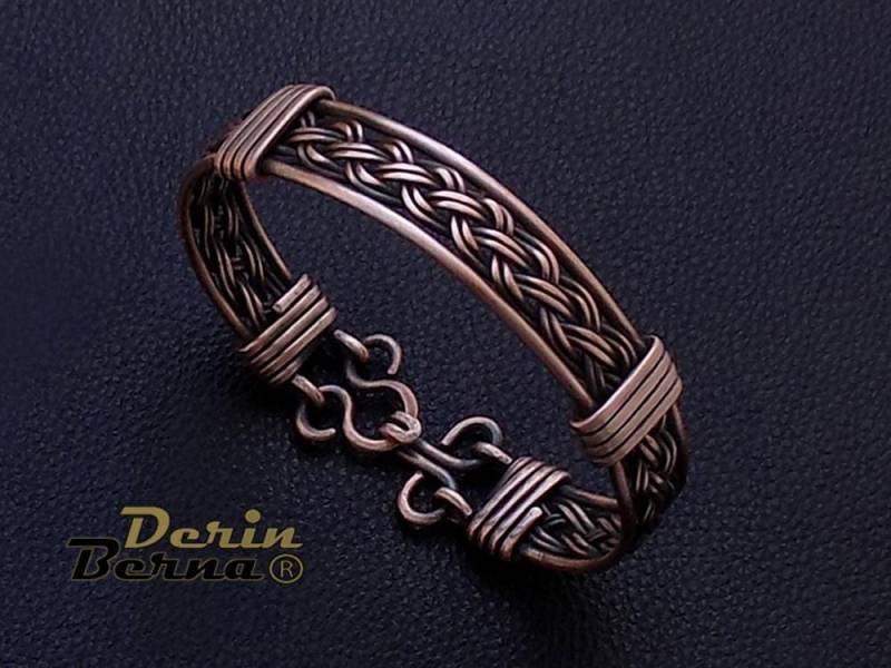 Geflochtenes Männer Armreif, Draht Gewickelt Reines Kupfer Armband von BernaDerin