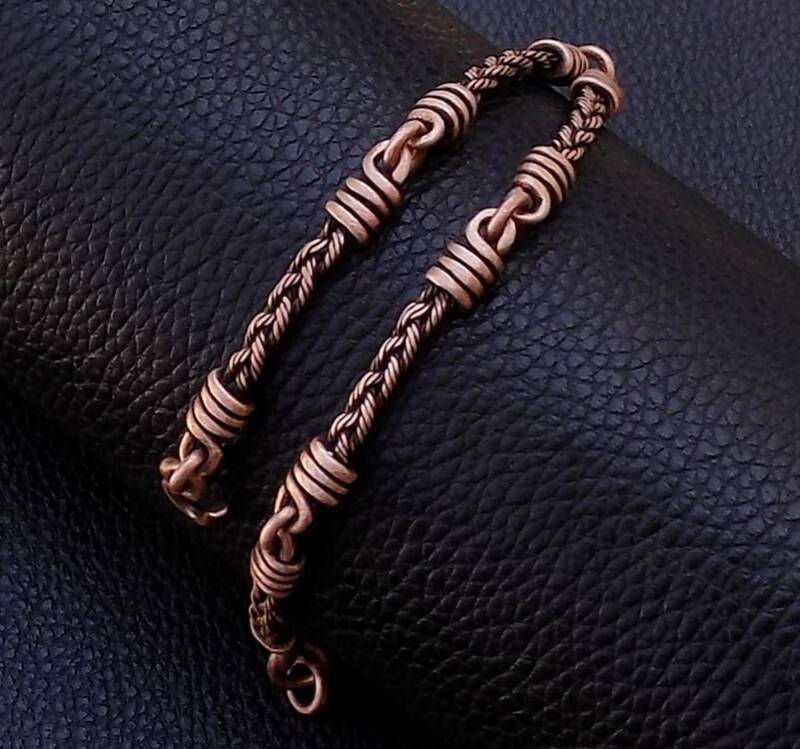 Geflochtener Draht Gewickelt Kettenglieder Kupfer Manschette Armband, Minimalist Armband Für Männer von BernaDerin