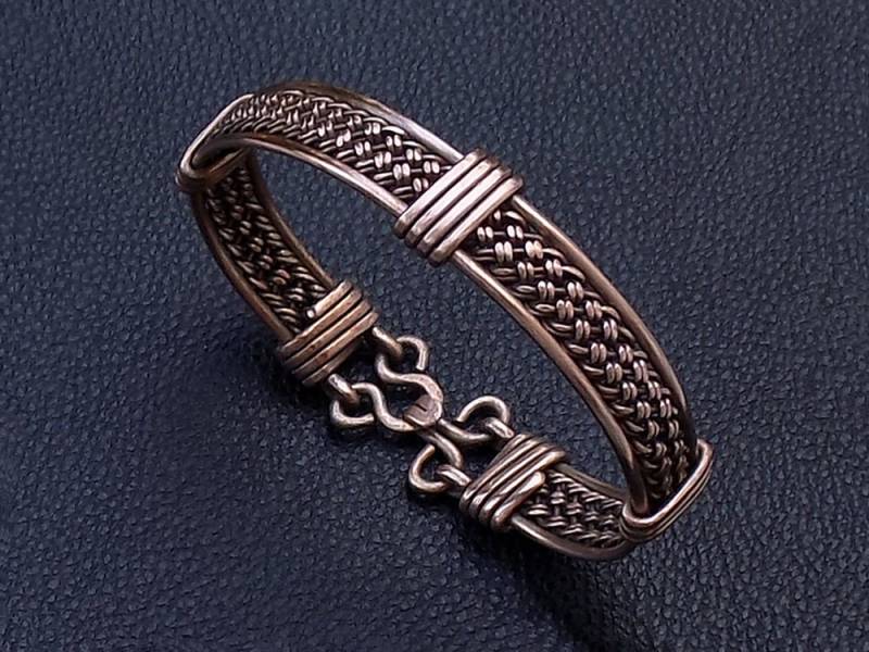 Reines Kupfer Männer Manschette Armband, Geflochtenes Draht Gewickelt Armreif Armband von BernaDerin